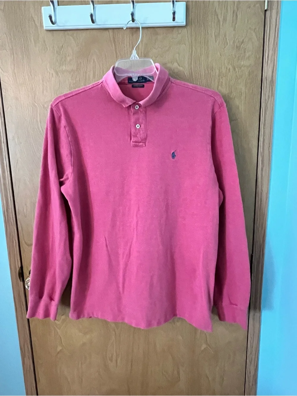 Polo Ralph Lauren Men’s Long-Sleeve Shirt Rose Red  / Navy Pony Size XL EUC